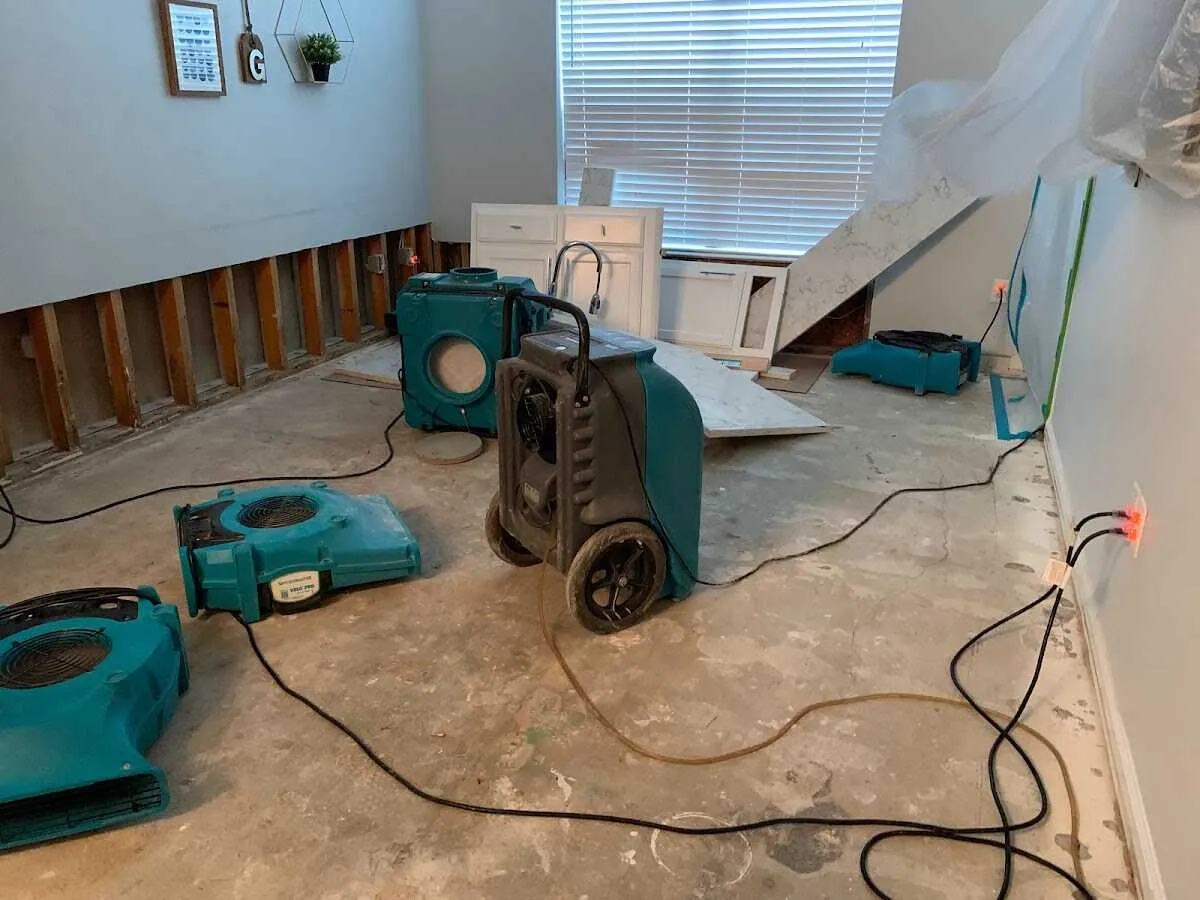 Dehumidifier in flood-cut room for Water Damage Restoration in Bellefontaine Neighbors
